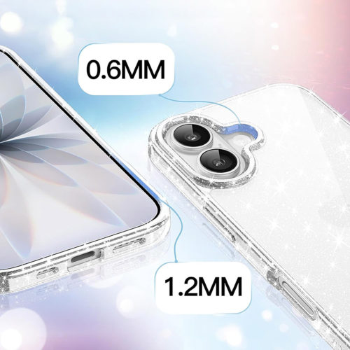 Прозрачен бляскав калъф за iPhone 17 рамка