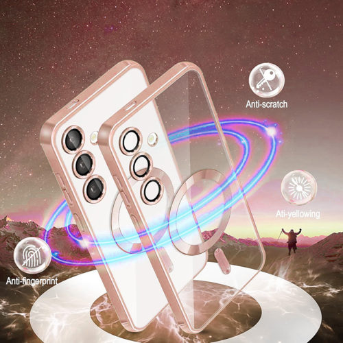 Луксозен калъф с Magsafe за Samsung Galaxy S25 Plus розов против отпечатъци