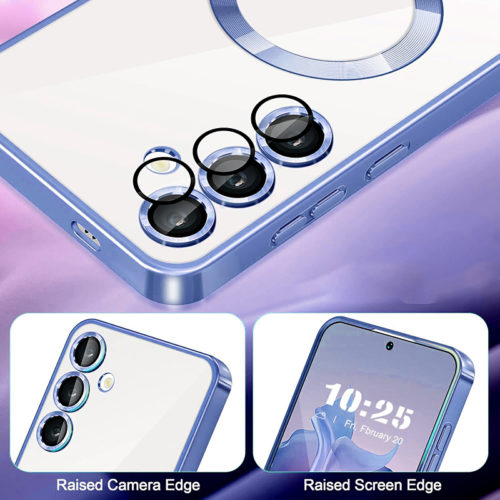 Луксозен калъф с Magsafe за Samsung Galaxy S25 Plus син защита камера