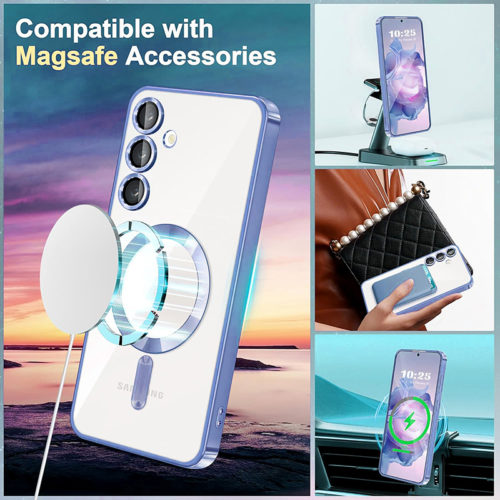 Луксозен калъф с Magsafe за Samsung Galaxy S25 Ultra син безжично зареждане