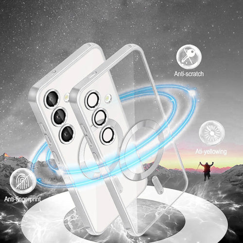 Луксозен калъф с Magsafe за Samsung Galaxy S25 Ultra сребърен против отпечатъци