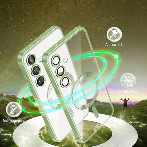 Луксозен калъф с Magsafe за Samsung Galaxy S25 зелен против отпечатъци