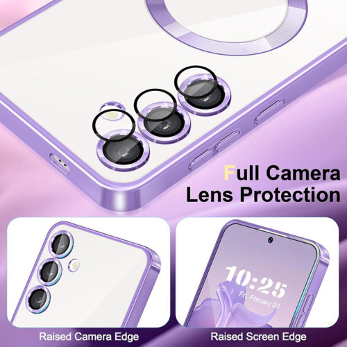 Луксозен калъф с Magsafe за Samsung Galaxy S25 лилав защита камера