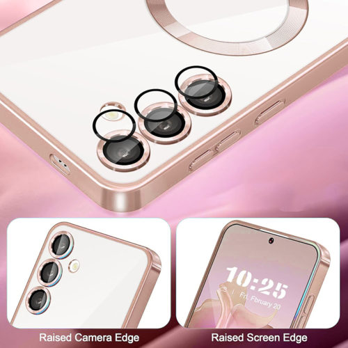 Луксозен калъф с Magsafe за Samsung Galaxy S25 розов защита камера