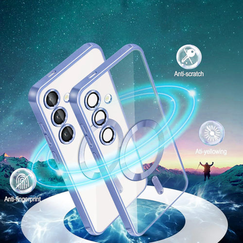 Луксозен калъф с Magsafe за Samsung Galaxy S25 син против отпечатъци