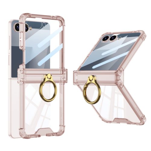 Луксозен калъф с пръстен за Samsung Galaxy Z Flip 7 розов