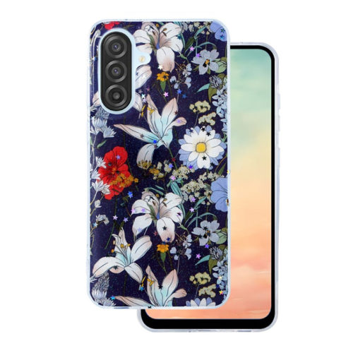 Калъф с цветя за Samsung Galaxy A56 син