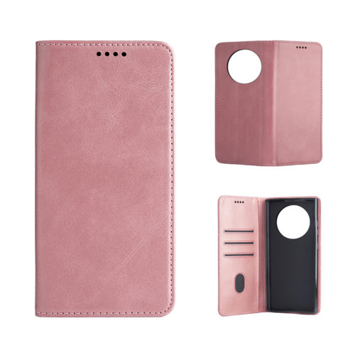 Кожен калъф с магнитен капак за Honor Magic 6 Lite розов