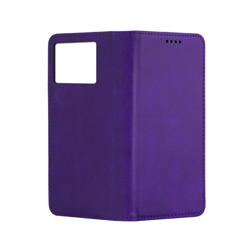 Кожен калъф с магнитен капак за Xiaomi Redmi Note 15 лилав камера