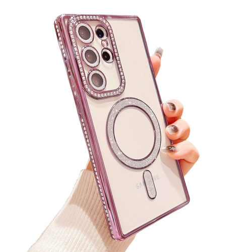 Луксозен калъф с кристали за Samsung Galaxy S25 розов