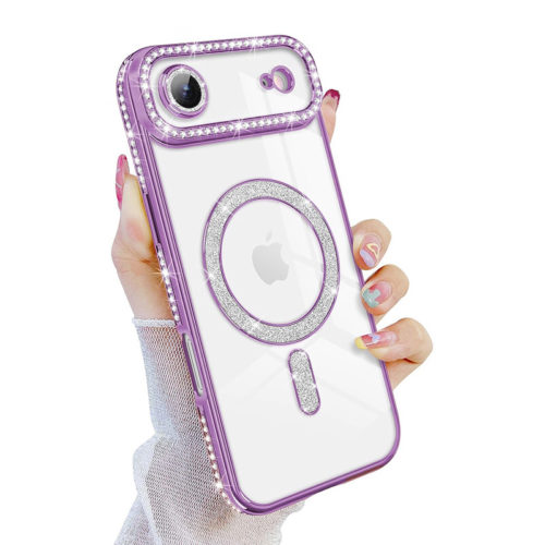 Луксозен калъф с кристали за iPhone 17 Air лилав