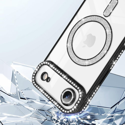 Луксозен калъф с кристали за iPhone 17 Air черен пълна защита