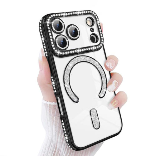 Луксозен калъф с кристали за iPhone 17 Pro черен