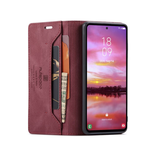 Оригинален кожен калъф за Samsung Galaxy A17 червен 11