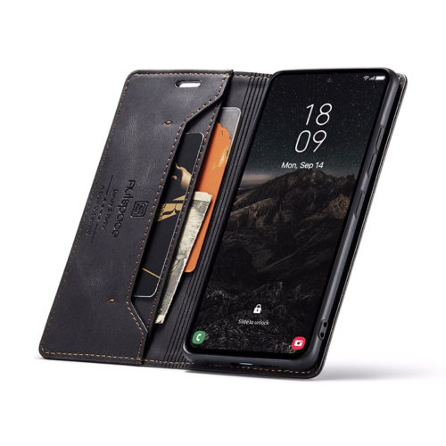 Оригинален кожен калъф за Samsung Galaxy A17 черен 11