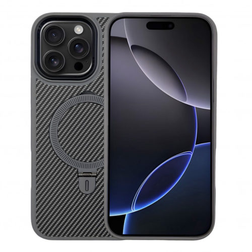 Премиум карбонов калъф за iPhone 16 Pro Max сив