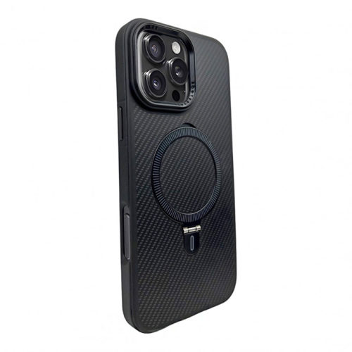 Премиум карбонов калъф за iPhone 16 Pro Max черен бутони