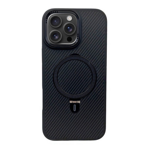 Премиум карбонов калъф за iPhone 16 Pro Max черен гръб