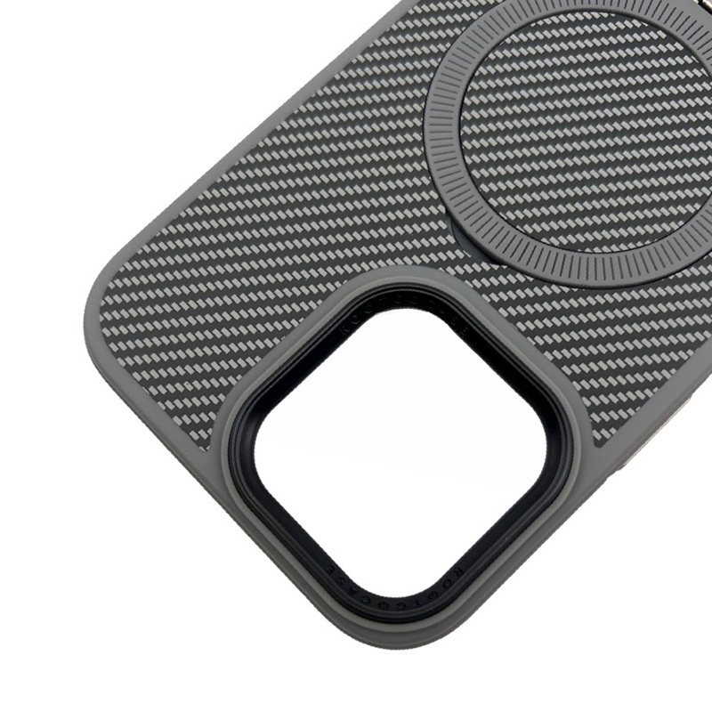 Премиум карбонов калъф за iPhone 16 сив защита камера