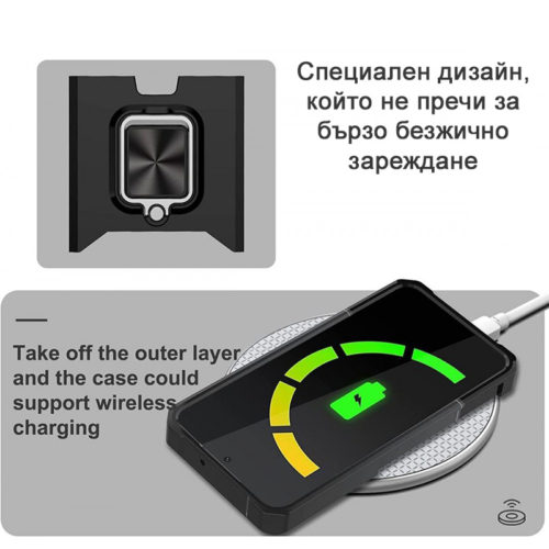 Удароустойчив калъф с държач за карти за Samsung Galaxy S24 Ultra безжично зареждане