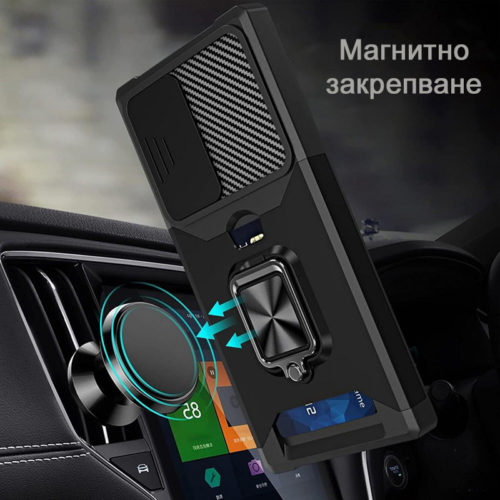 Удароустойчив калъф с държач за карти за Samsung Galaxy S25 магнитно закрепване