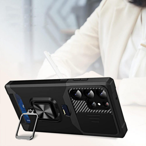 Удароустойчив калъф с държач за карти за Samsung Galaxy S25 стойка