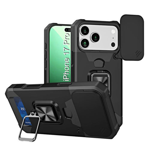 Удароустойчив калъф с държач за карти за iPhone 17 Pro