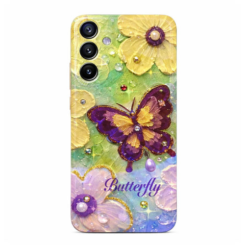 Калъф с пеперуда и камъни за Samsung Galaxy A15