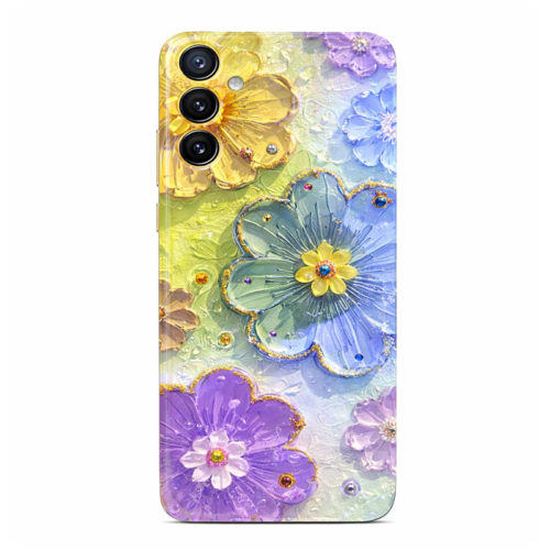 Калъф с цветя и камъни за Samsung Galaxy A15 шарен