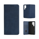 Кожен калъф с магнитен капак за Samsung Galaxy S26 Plus син