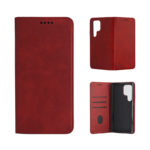 Кожен калъф с магнитен капак за Samsung Galaxy S26 червен