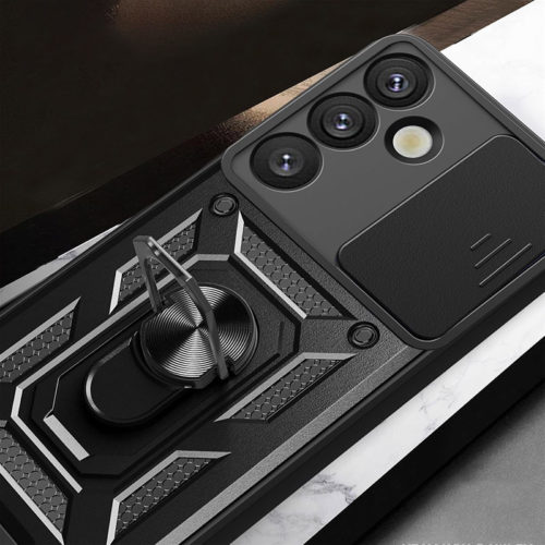 Удароустойчив калъф с пръстен за Samsung Galaxy S26 Plus черен държач