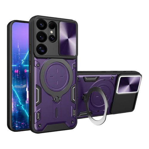 Удароустойчив калъф с пръстен за Samsung Galaxy S26 Ultra лилав
