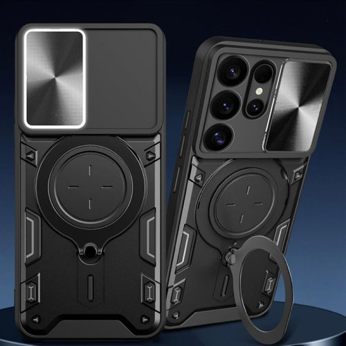 Удароустойчив калъф с пръстен за Samsung Galaxy S26 Ultra лилав стойка