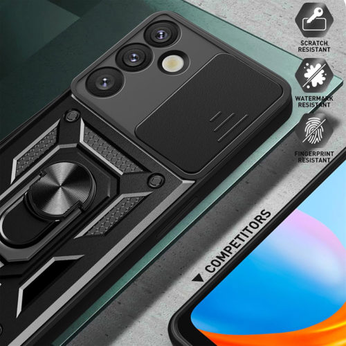 Удароустойчив калъф с пръстен за Samsung Galaxy S26 черен покритие