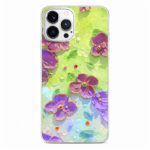 Калъф с цветя и камъни за iPhone 16 Pro Max зелен и лилав