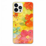 Калъф с цветя и камъни за iPhone 16 Pro Max оранжев