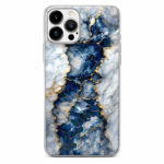 Калъф с шарка мрамор за iPhone 16 Pro Max бял и син