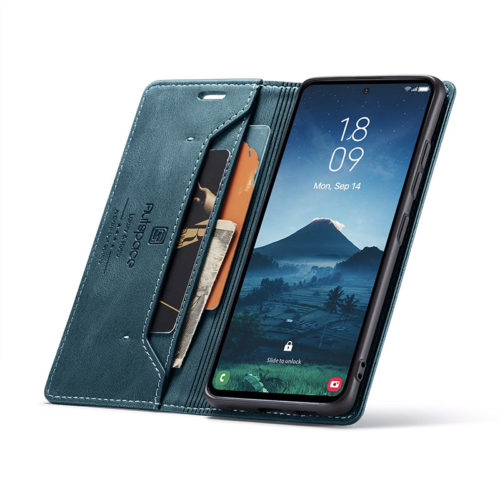 Оригинален кожен калъф за Samsung Galaxy A57 син 10