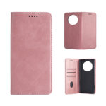 Кожен калъф с магнитен капак за Honor Magic 8 Lite розов