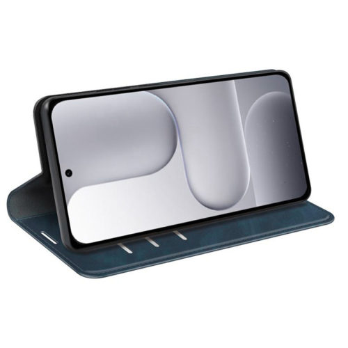 Кожен калъф тефтер за Honor 500 син стойка