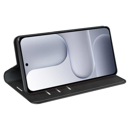 Кожен калъф тефтер за Honor 500 черен стойка