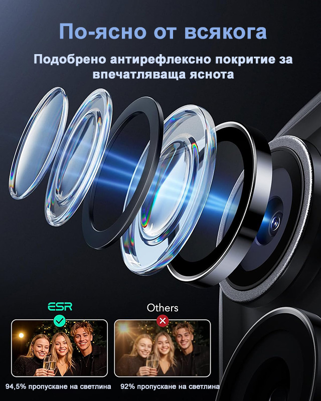Стъклен протектор за камерата на iPhone 15 Pro черен подобрява снимките