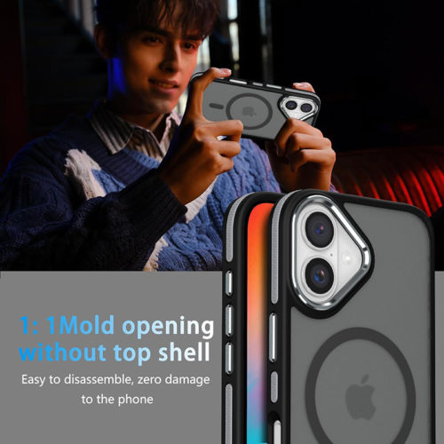 Луксозен магнитен калъф за iPhone 16 черен удобен