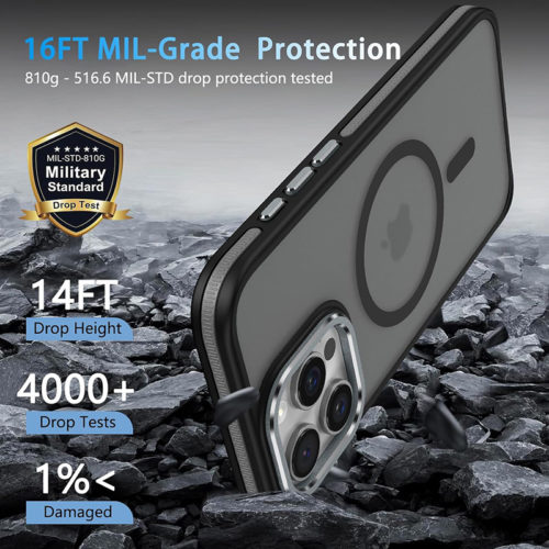 Луксозен магнитен калъф за iPhone 16 Pro черен удароустойчив