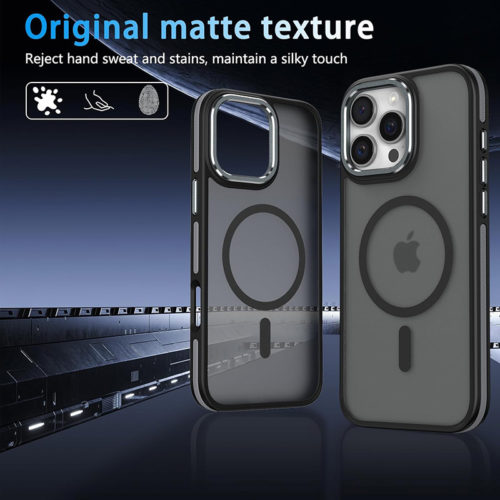 Луксозен магнитен калъф за iPhone 16 Pro Max черен матов