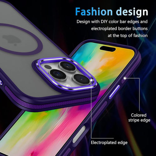 Луксозен магнитен калъф за iPhone 16 Pro Max лилав защита камера и екран