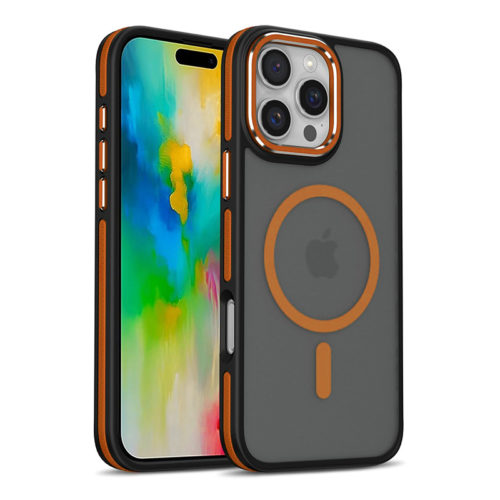 Луксозен магнитен калъф за iPhone 16 Pro оранжев