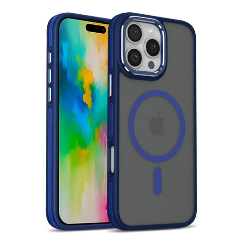 Луксозен магнитен калъф за iPhone 16 Pro син