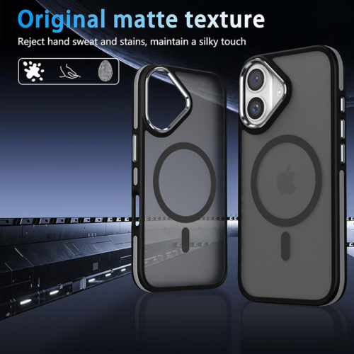 Луксозен магнитен калъф за iPhone 17 черен матов